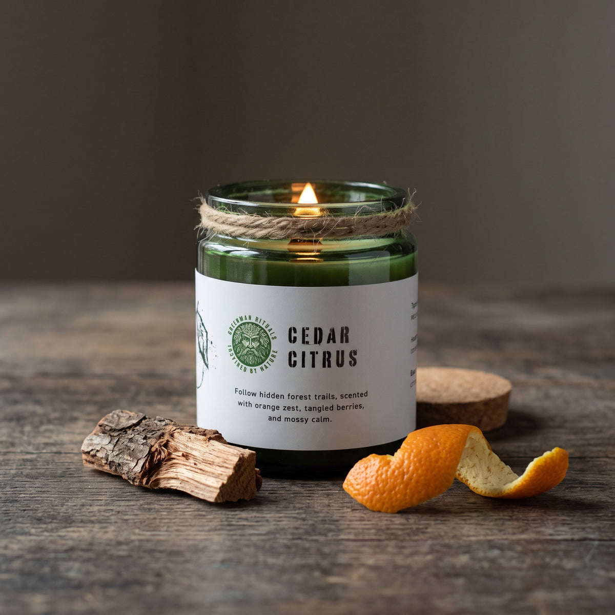 Vela de soja Greenman Woodwick - Cedro y Cítricos