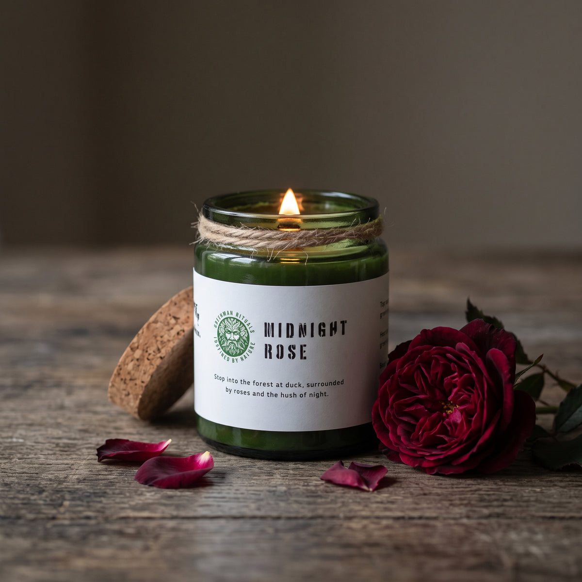 Vela de soja Greenman Woodwick - Rosa de Medianoche