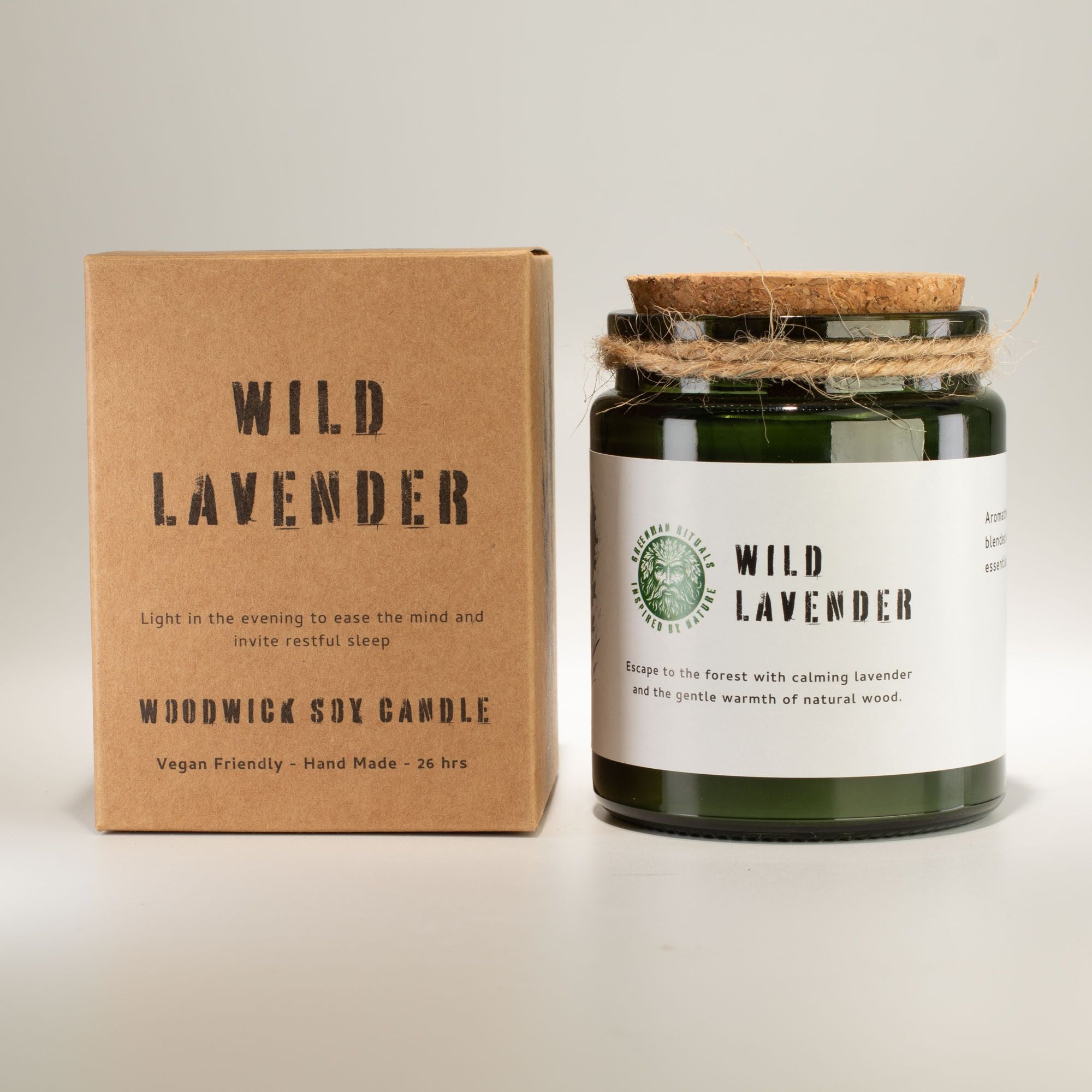 Vela de soja Woodwick Greenman - Lavanda Silvestre