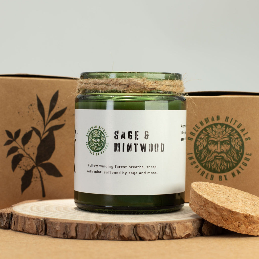 Vela de soja Greenman Woodwick - Salvia y Madera de Menta