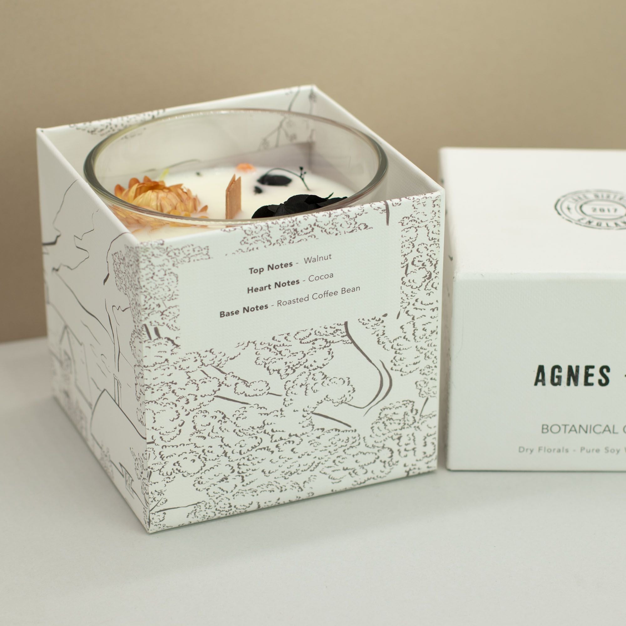 Vela de cera de soja botánica Agnes + Cat - Lakeland Mocha