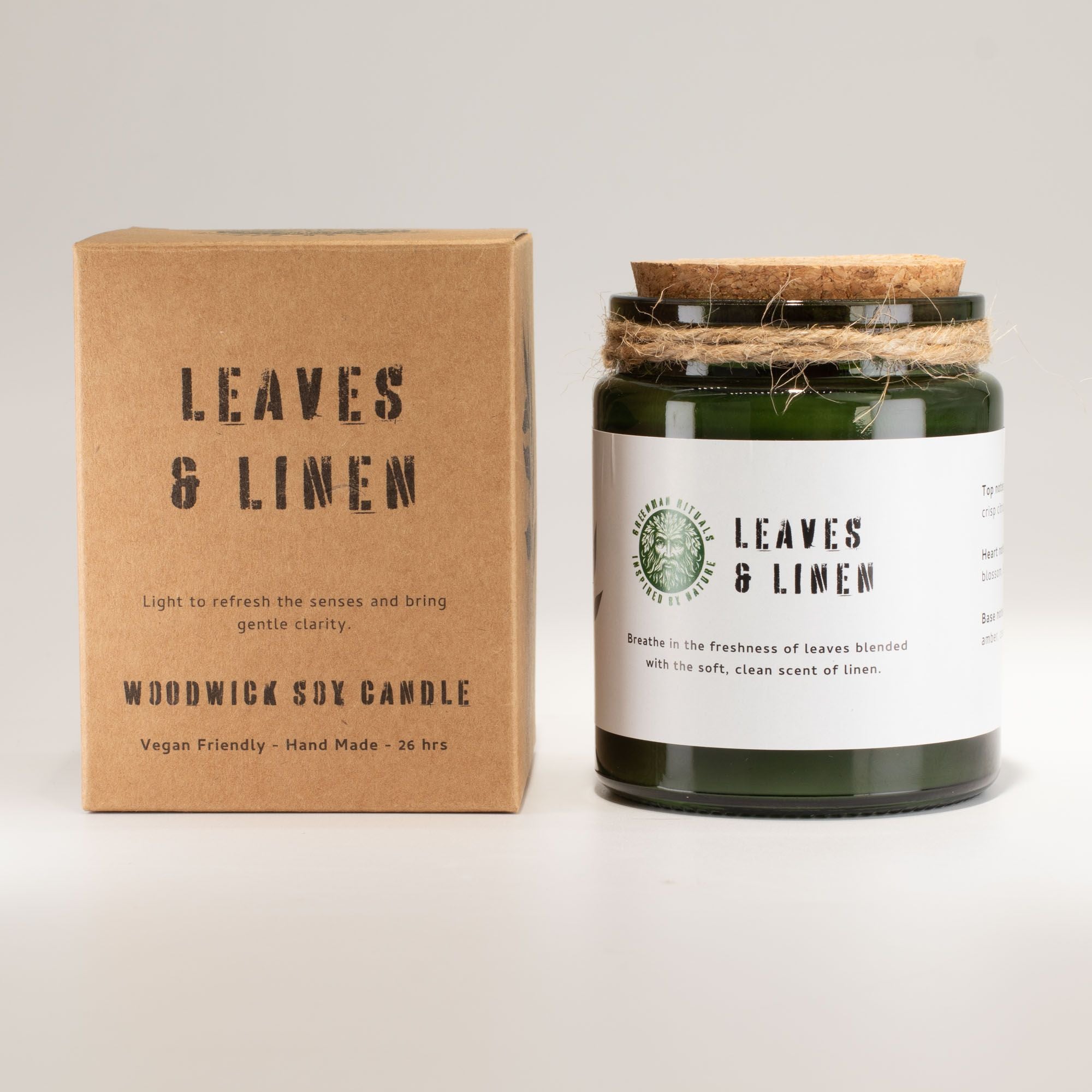 Greenman Woodwick Soy Candle - Hojas y Lino