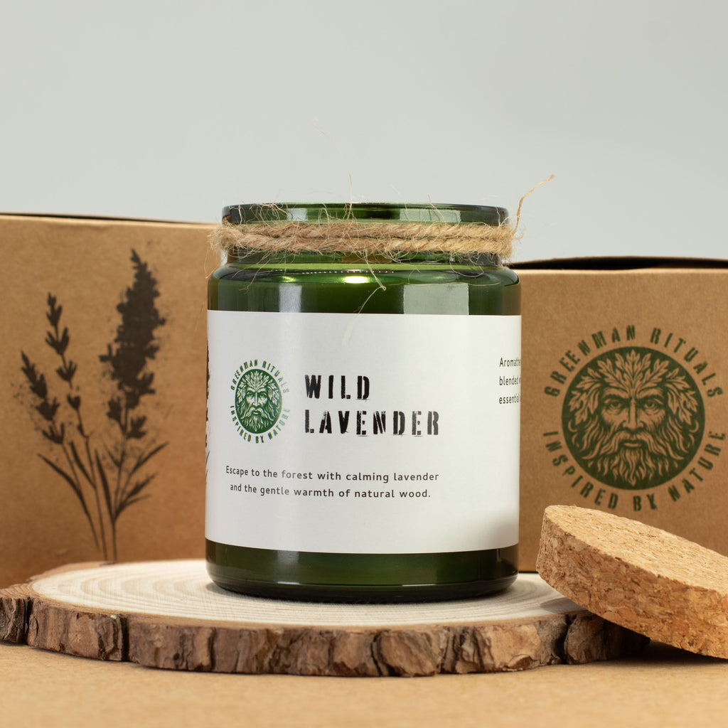 Vela de soja Woodwick Greenman - Lavanda Silvestre