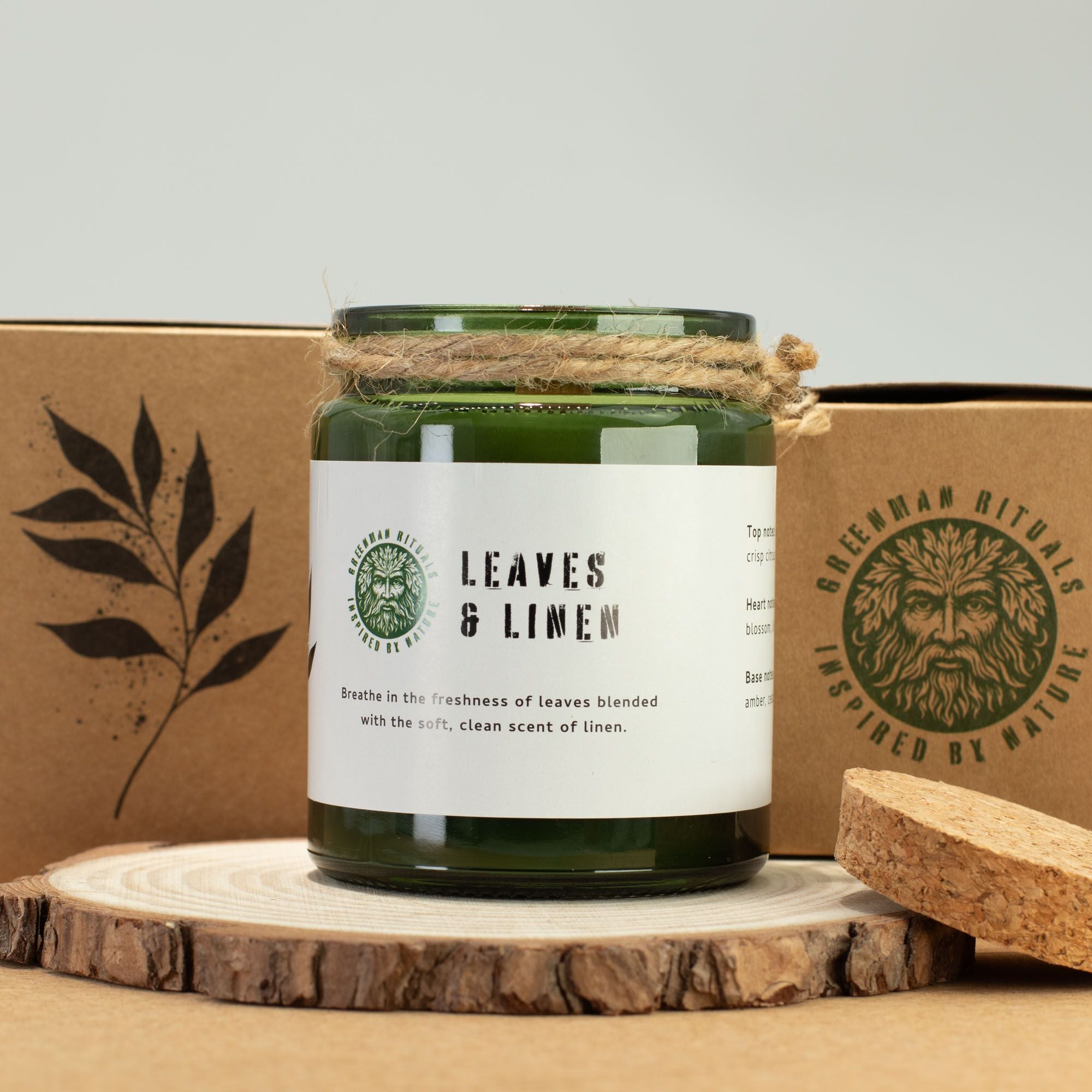 Greenman Woodwick Soy Candle - Hojas y Lino