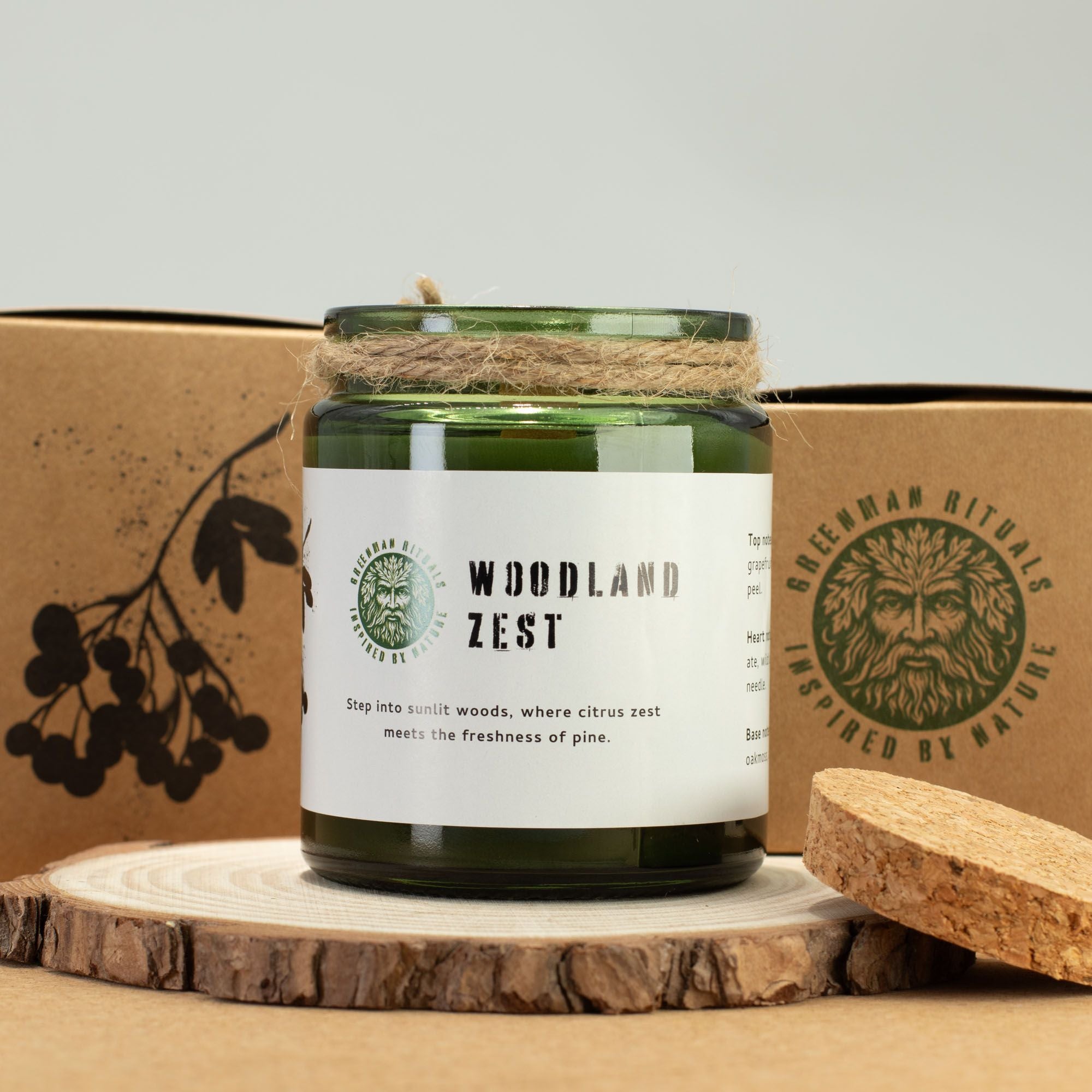Vela de soja Greenman Woodwick - Esencia del Bosque
